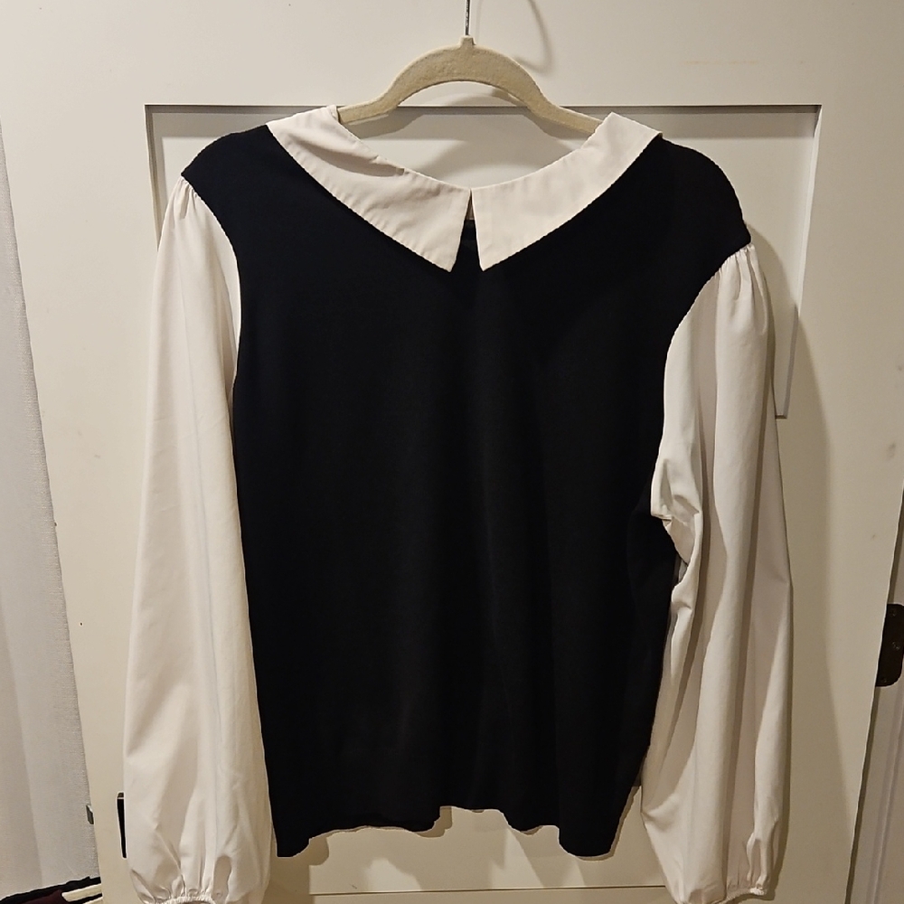 Calvin Klein Black and White Crew Neck Sweater